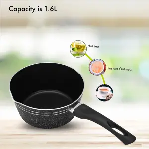 Royalford Milk Pan 14 CM Multipurpose Saucepan - Non-Stick Coating Soup Pot Milk Pan, Easy to Clean