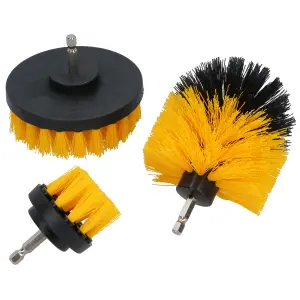 3pc Drill Powered Cleaning Brush Set Nylon Bristles Scrubber Bathroom Cleaner