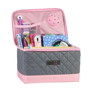 Sewing Case- Quilted Grey/Pink- Everything Mary EVM13203-1