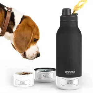 Buddy Water Bottle with Removable Dog Water Bowl Black 1005ml