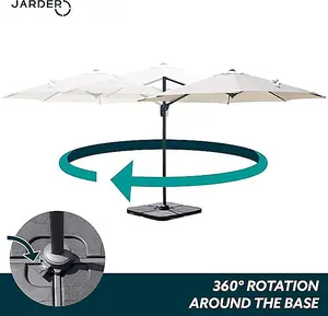 Jarder 3m Milan Blue Aluminium Cantilever Parasol with Base and Cover