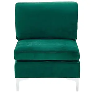 Corner Sofa with Ottoman EVJA Green Velvet Right Hand