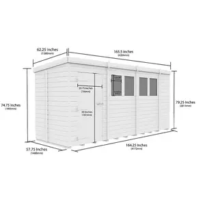 DIY Sheds 14x5 Pent Shed - Single Door With Windows