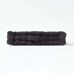 Homescapes Cotton Black Floor Cushion, 50 x 50 cm