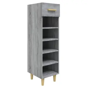 Berkfield Shoe Cabinet Grey Sonoma 30x35x105 cm Engineered Wood