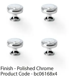 4 PACK - Round Hammered Door Knob - Polished Chrome 32mm Diameter Cupboard Pull Handle