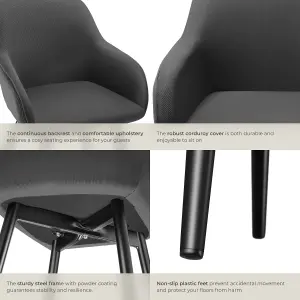 Dining Chair Marilyn - corduroy look, upholstered, armchair, continuous backrest - anthracite/black