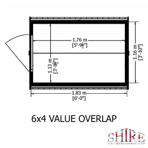 Shire Overlap 6x4  Single Door Windowless Value Shed Pressure Treated