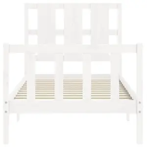 Berkfield Bed Frame with Headboard White 90x200 cm Solid Wood