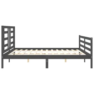 Berkfield Bed Frame with Headboard Grey 200x200 cm Solid Wood