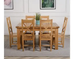 Richmond 140cm - 220cm Oak Extending Dining Table and 6 Chairs Dining Set with Berkeley Chairs