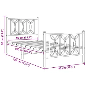 Berkfield Metal Bed Frame without Mattress with Footboard Black 90x190cm