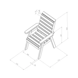 Zest Freya Wooden Garden Arm Chair Dining Seat Outdoor