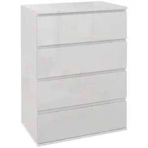 HOMCOM Bedroom Chest of Drawers, High Gloss 4 Drawers Dresser, Drawer Unit