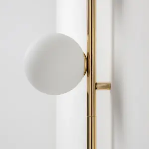 houseof Brass Bar Frosted Opal Ball Shade Plug In Wall Light - Gold