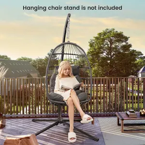 Costway Hanging Egg Chair Egg Swing Hammock Chair w/ Head Pillow & Large Seat Cushion