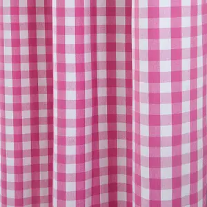 Homescapes Cotton Pink Block Check Gingham Eyelet Curtains 137 x 182 cm