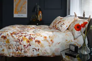 The Lyndon Company Watercolour Floral 180 Thread Count Soft Cotton Digital Printed Reversible Duvet Cover Set Terracotta