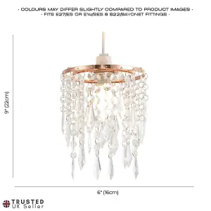 Modern Waterfall Design Copper Pendant Shade with Clear Acrylic Drops and Beads