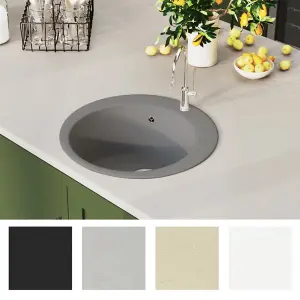 Berkfield Granite Kitchen Sink Single Basin Round Grey