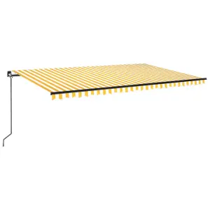 Berkfield Manual Retractable Awning with LED 500x300 cm Yellow and White