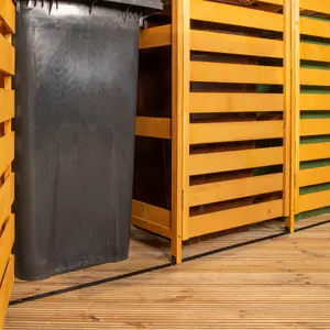 1.99m x 1.25m Large Wooden Outdoor Garden Triple Wheelie Bin Store Storage for 3 Bins