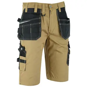 MS9 Mens Work Redhawk Cargo Combat Holster Pockets Tactical Worker Working Shorts E1, Khaki - 38W