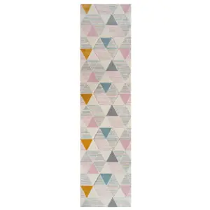 Pastel Multicolour Diamond Geometric Living Area Runner Rug 60x240cm