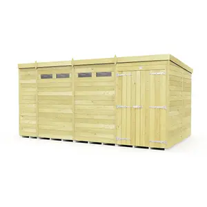 DIY Sheds 14x8 Pent Security Shed - Double Door