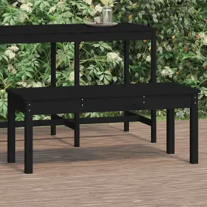 Berkfield Garden Bench Black 109x44x45 cm Solid Wood Pine