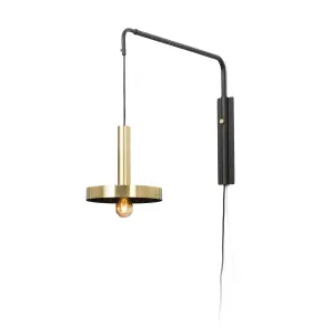 Luminosa Whizz Wall Light Extendable Satin Gold, Black 1x E27