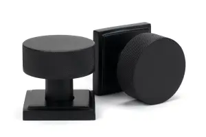 From The Anvil Matt Black Brompton Mortice/Rim Knob Set (Square)