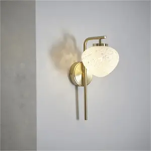 2 PACK Satin Brass Dimmable Wall Light - Confetti Glass Tear Drop Shade - 3W LED G9