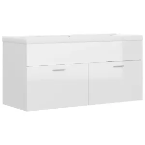 Berkfield Sink Cabinet with Built-in Basin High Gloss White Engineered Wood