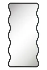 MirrorOutlet The Fluctus Black Metal Rectangular Wavy Framed Wall Mirror 170CM X 80CM