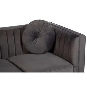 Interiors by Premier Farah Two Seat Grey Velvet Sofa