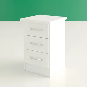 Cascio 3 Drawer Bedside Table White Gloss