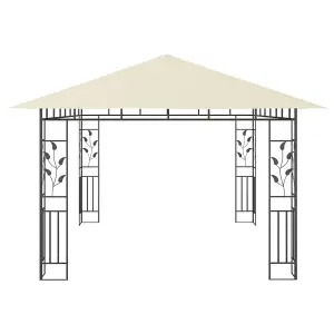 Berkfield Gazebo with Mosquito Net&LED String Lights 4x3x2.73 m Cream