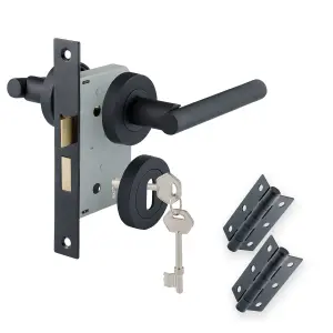 XFORT Matt Black Liberty Lever On Rose Lock Pack, Complete Lock Set