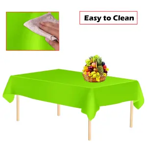 Apple Green Plastic Table Cover, Disposable Wipe Clean Waterproof Tablecloth - 54"x108"