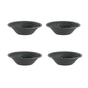 Purely Home Crackle Grey Melamine Low Bowls - Set of 4