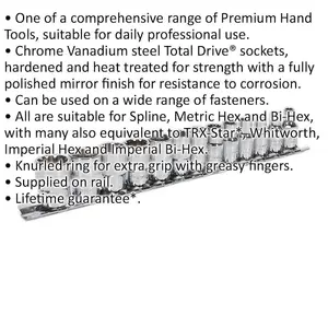 13pc UNIVERSAL Metric Socket Set - 1/4" Sq - TOTAL DRIVE Fits Most Fasteners