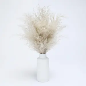 Pampas Grass Faux Fluffy in Vase Artificial Natural Style Plant Decorative Home