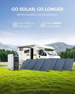 BLUETTI Solar Power Station EP500Pro with 3 pieces 200W solar panels 5100Wh LiFePO4 Battery Backup 3000W UPS Solar Generator