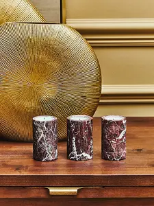 Interiors by Premier Three Red Marble Tealight Holders,Candle Protection Candleholders, Easy to Clean Large Candle Holders