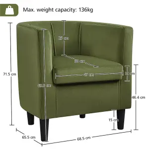 Yaheetech Olive Green Upholstered Velvet Club Chair