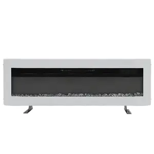 White Electric Fire Wall Mounted Wall Inset Fireplace 9 Flame Colors with Freestanding Legs 50 Inch