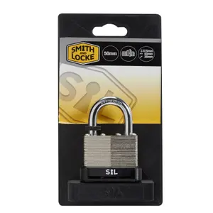 Laminated Steel Black Open shackle Padlock (W)50mm