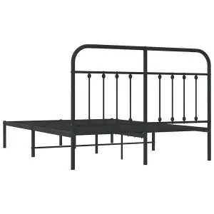 Berkfield Metal Bed Frame with Headboard Black 150x200 cm