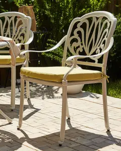 Set of 4 Garden Chairs with Cushions ANCONA Metal White